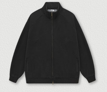 Autumn Winter Brand 350G Heavy Retro Washed Raglan Zipper Jacket Loose Fleece Jacket