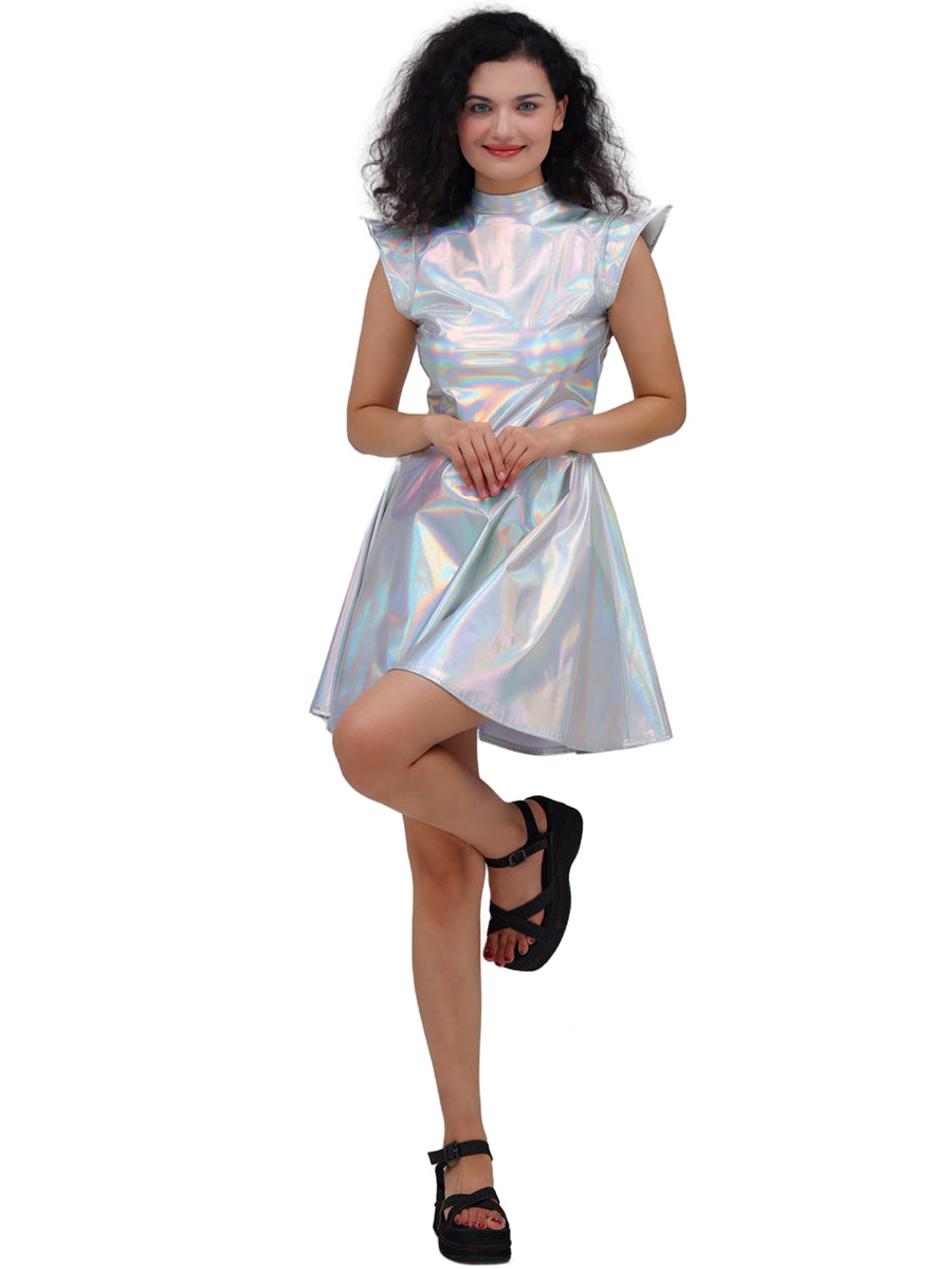 Arrival Halloween Costume Bronzing Patent Leather Solid Color Sexy Party Dress Performance Costume Accessories