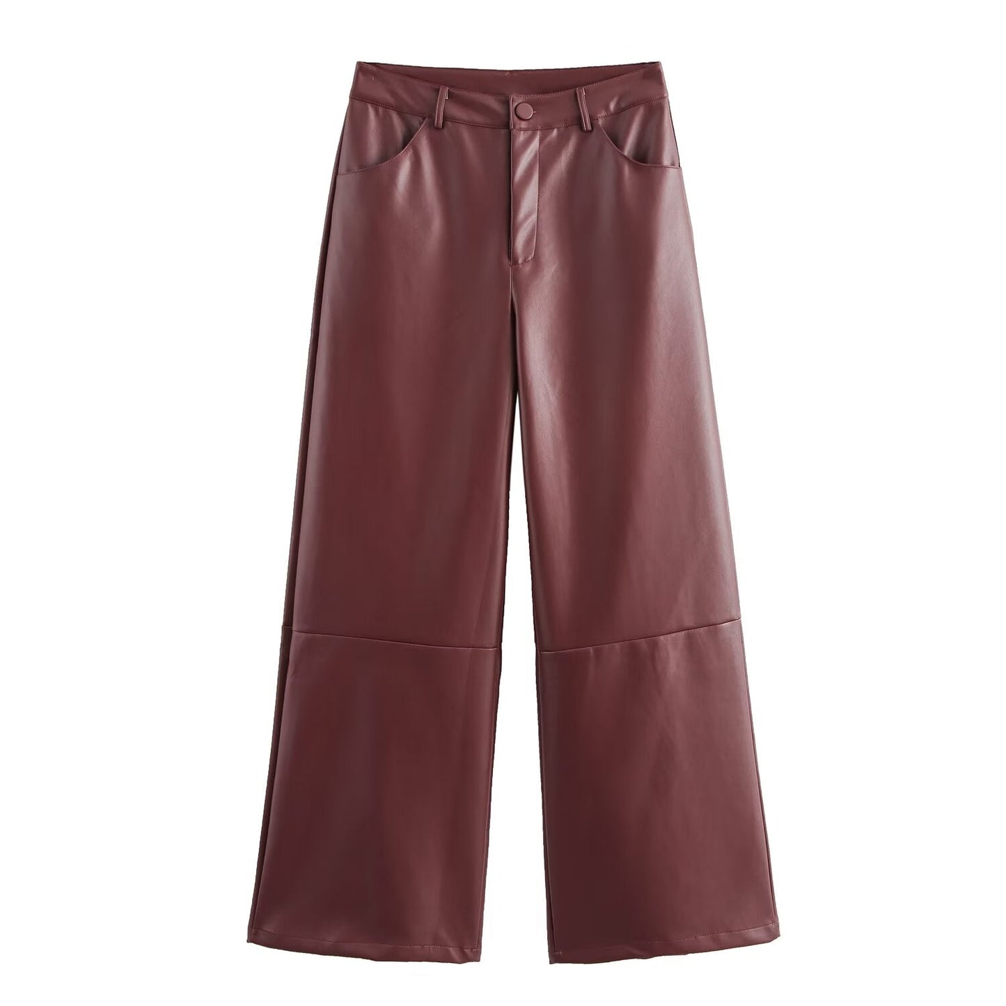 High Waist Wide Leg Faux Leather Pants Women Autumn Winter Soft Simulation Loose Casual Trousers Slimming Straight Pants