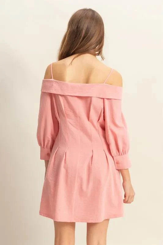 HYFVE Button Down Spaghetti Strap Mini Dress with Pockets