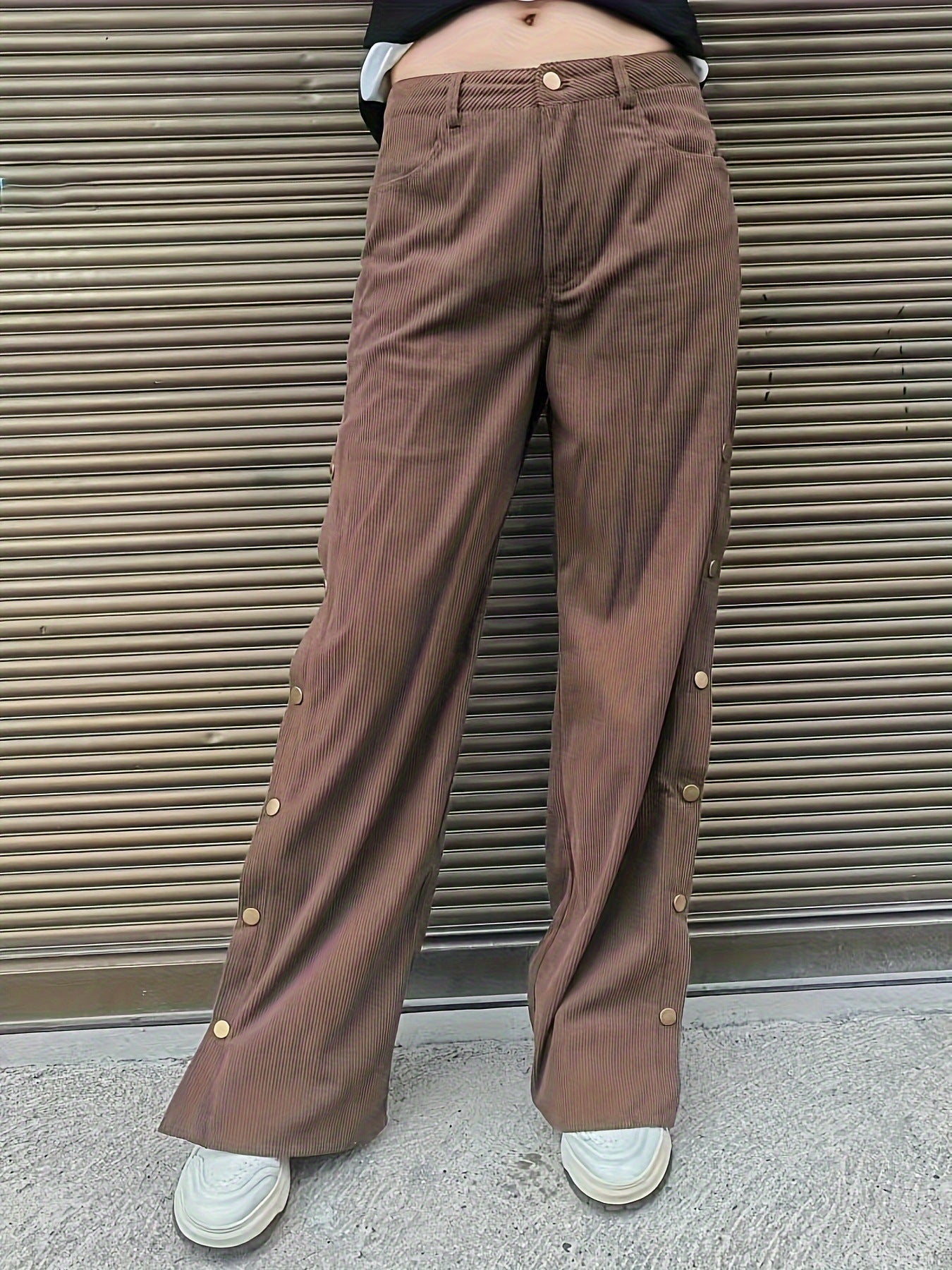 Women High Waist Casual Trousers Solid Color Elastic Waist Lace up Loose Wide Leg Pants Women