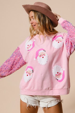 Women Clothing Sweet Sequ Sleeve Top Christmas Long Sleeved Sweatshirt Women