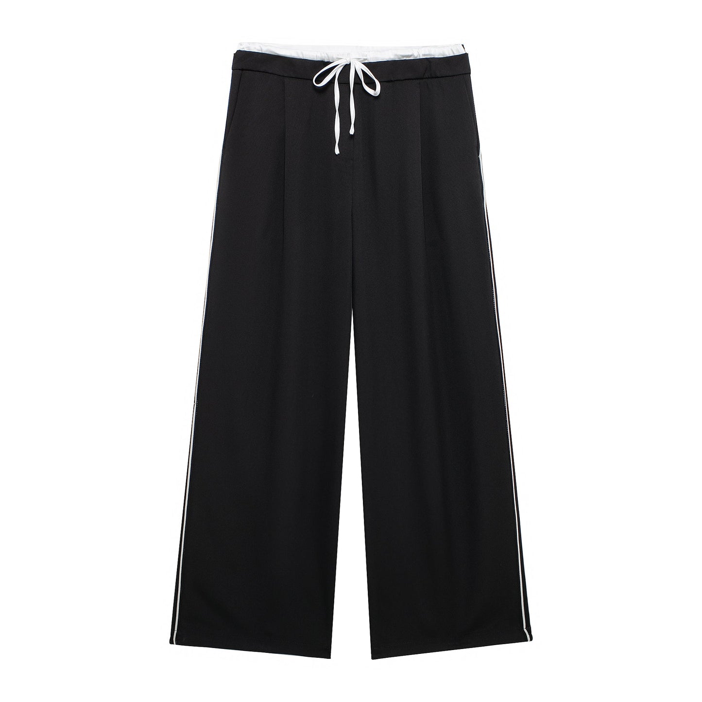 Autumn Winter Two Color Side Stripes Decoration Double Layer Waist Pants