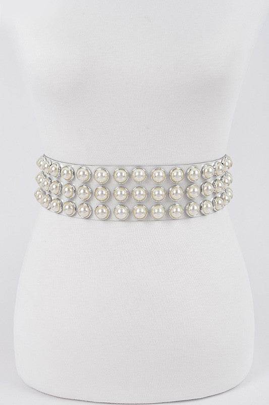 PLUS SIZE Pearl Studs Clear PVC Belt
