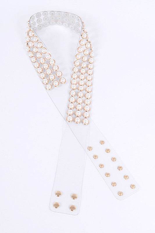 PLUS SIZE Pearl Studs Clear PVC Belt