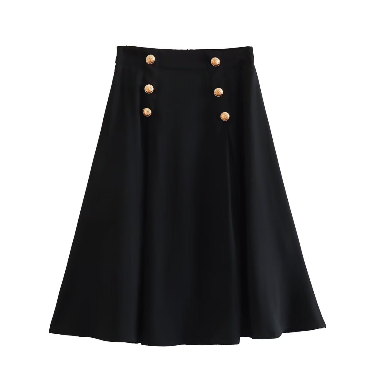 Double Breasted Skirt Women Clothing Summer Version Show Thin Black
