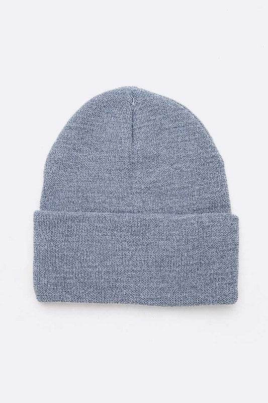 Metallic Basic Knit Cuffed Beanie Set
