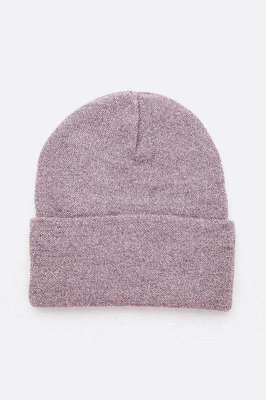 Metallic Basic Knit Cuffed Beanie Set