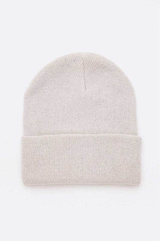 Metallic Basic Knit Cuffed Beanie Set