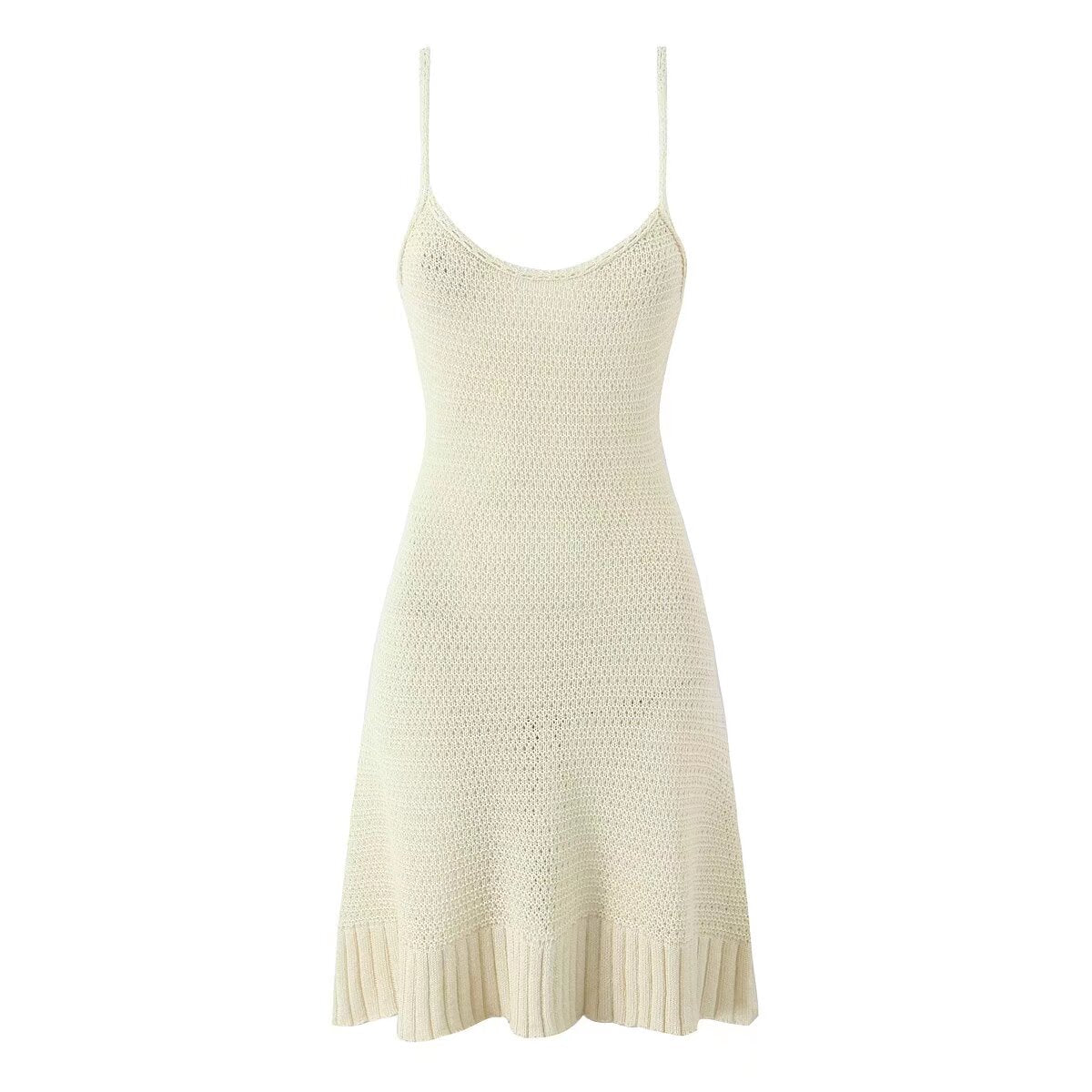 Spring Summer Backless Slim Fit Figure Flattering Sexy Cutout Knitted Sling Short Dress