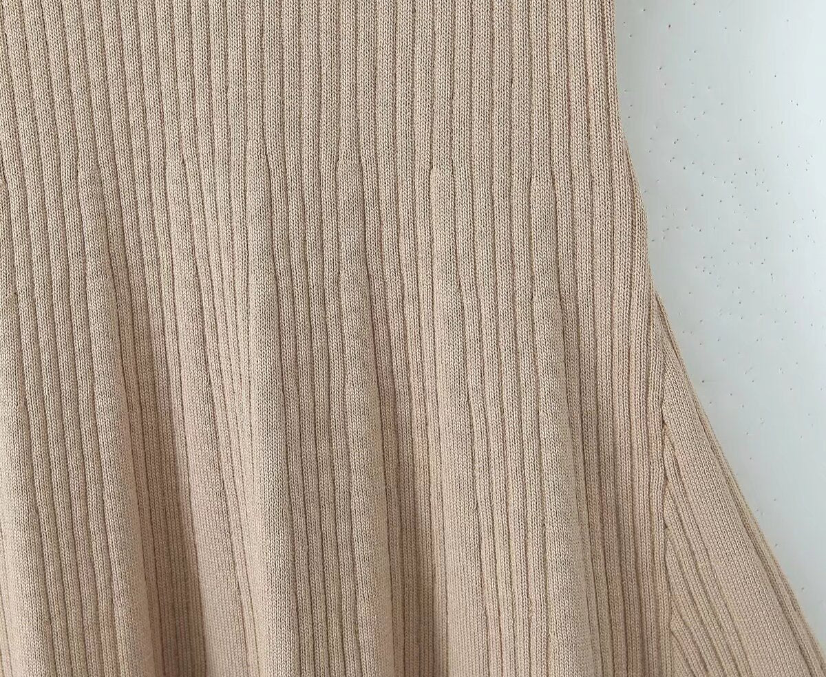 Spring Women Clothes Polo Collar Design Slim Fit Slimming Waist Trimming Knitted Short Sleeve Deep V Plunge neck Dress