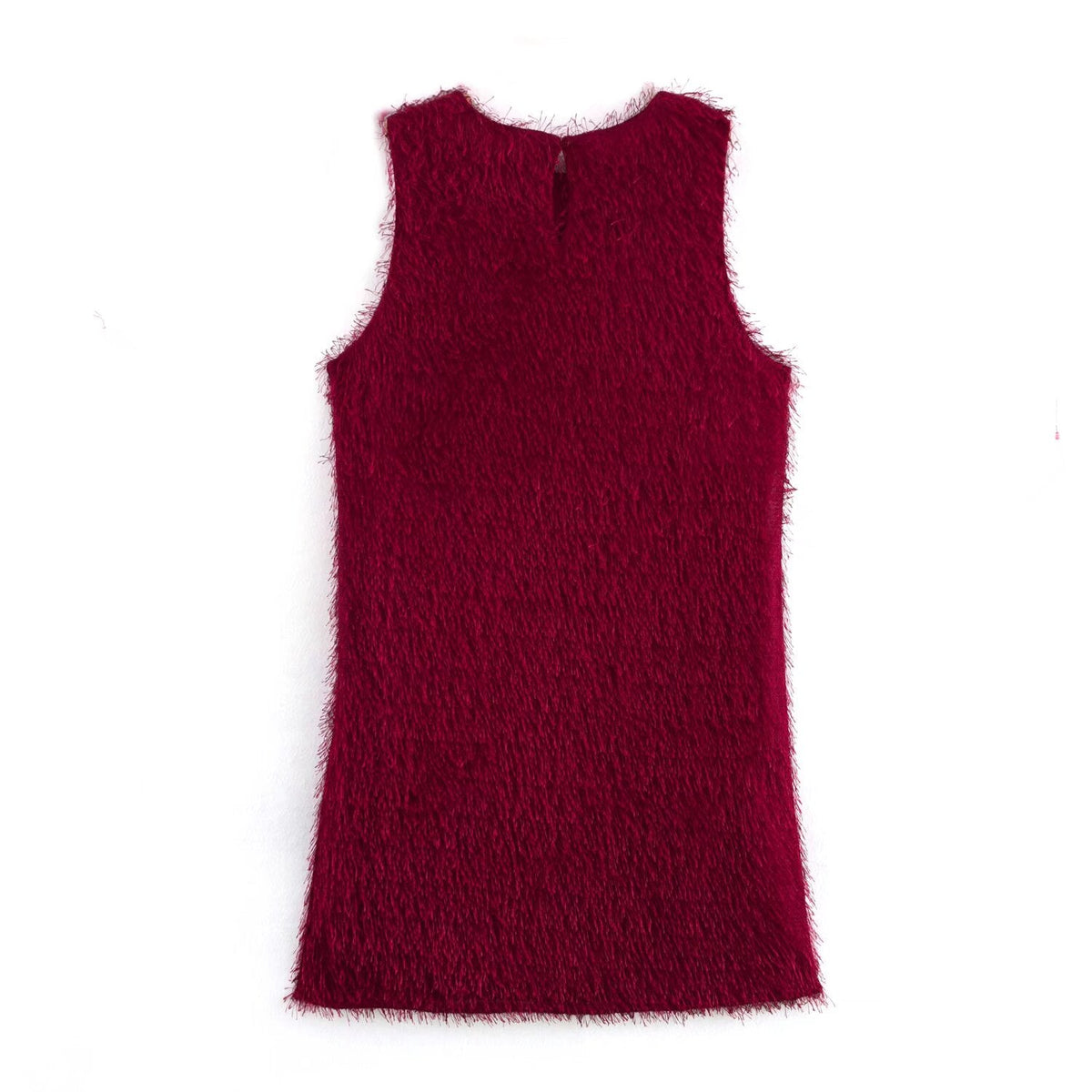 Women Clothing Simple Tassel Sleeveless with Lining Dress