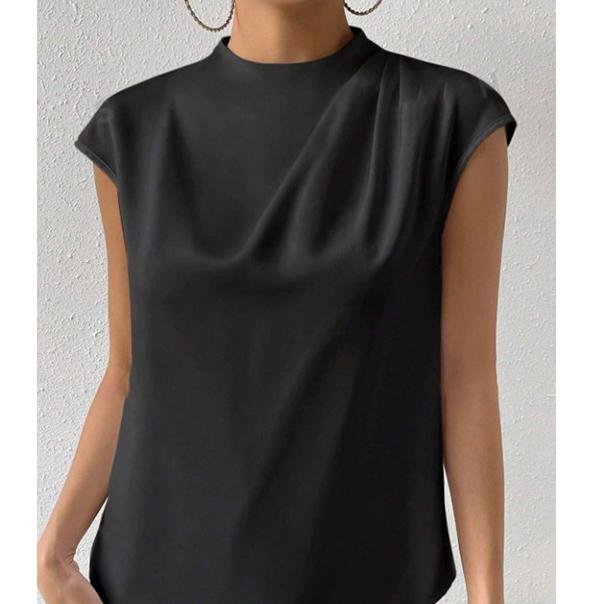 Artificial Silk Top Women Satin T shirt Satin Short Sleeve Bottoming Inner Wear Summer round Neck Outerwear Top