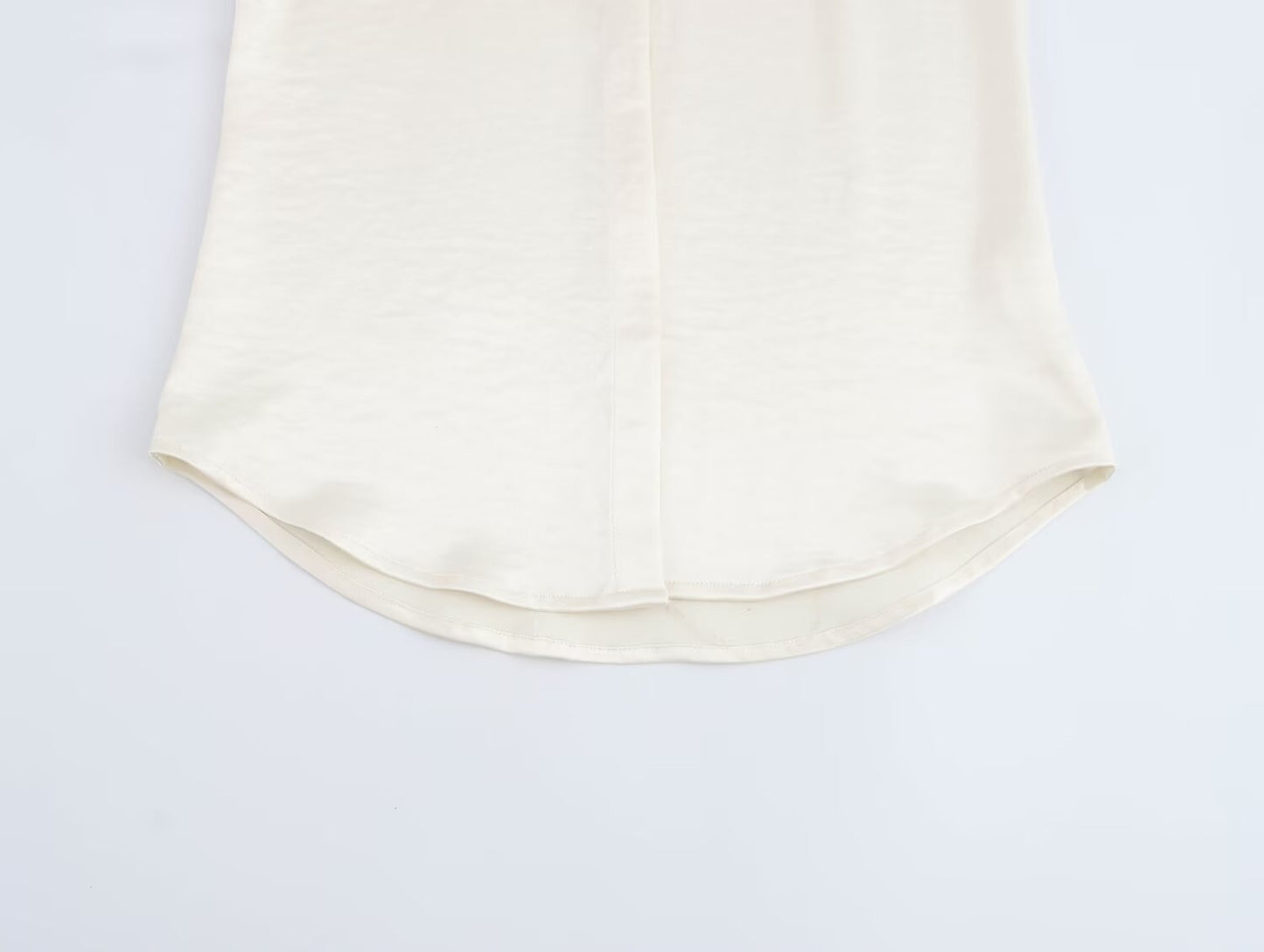 Women Solid Color Long Sleeve Pocket Silk Satin Texture Shirt