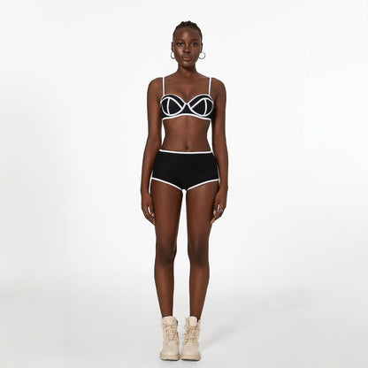 Summer Sexy Vintage Stripe Sexy Basic Bikini Slimming Spring Split Swimsuit Women