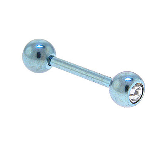 Solid Titanium DOUBLE Gem Light Blue Barbell 3/8-4mm