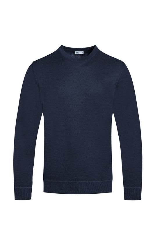 SOLID COLOR ROUND NECK SWEATER