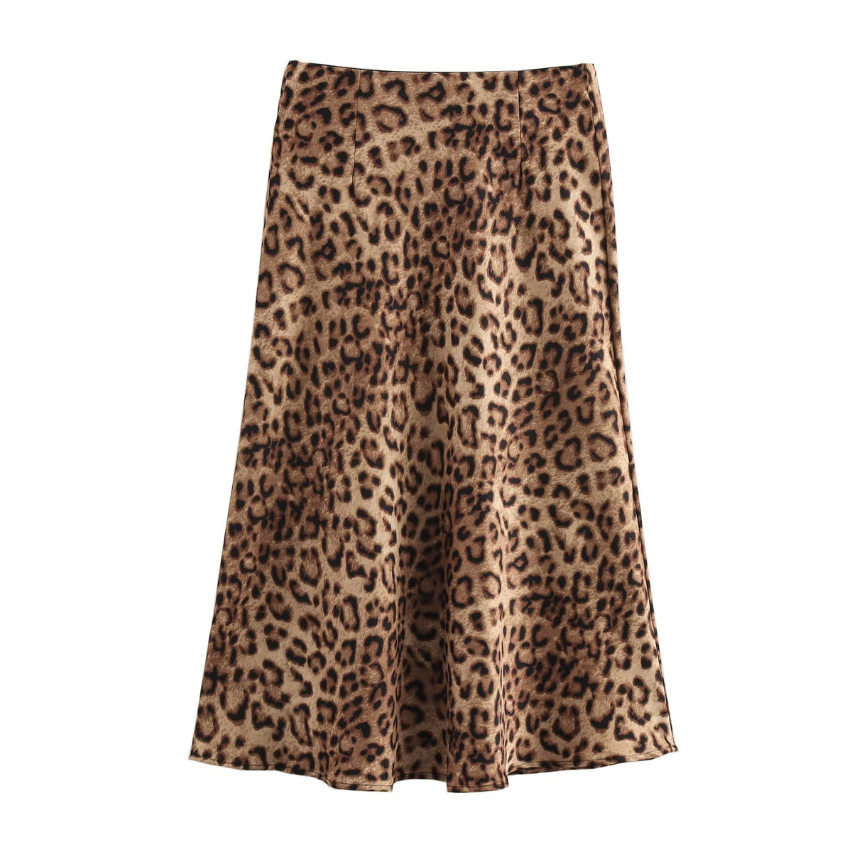 Women Fashionable Elegant Elastic Waist Leopard Print Printed Midi Skirt