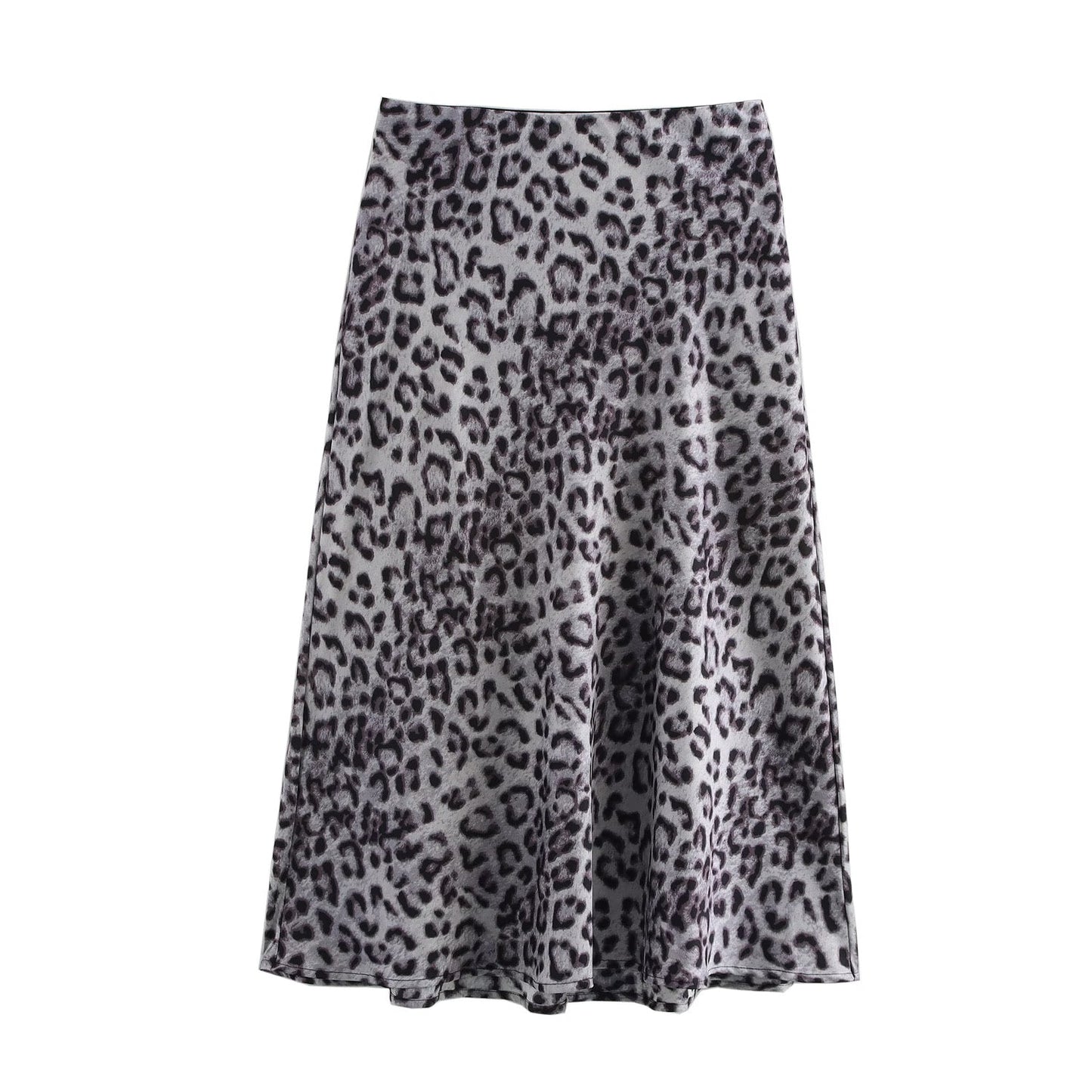 Women Fashionable Elegant Elastic Waist Leopard Print Printed Midi Skirt