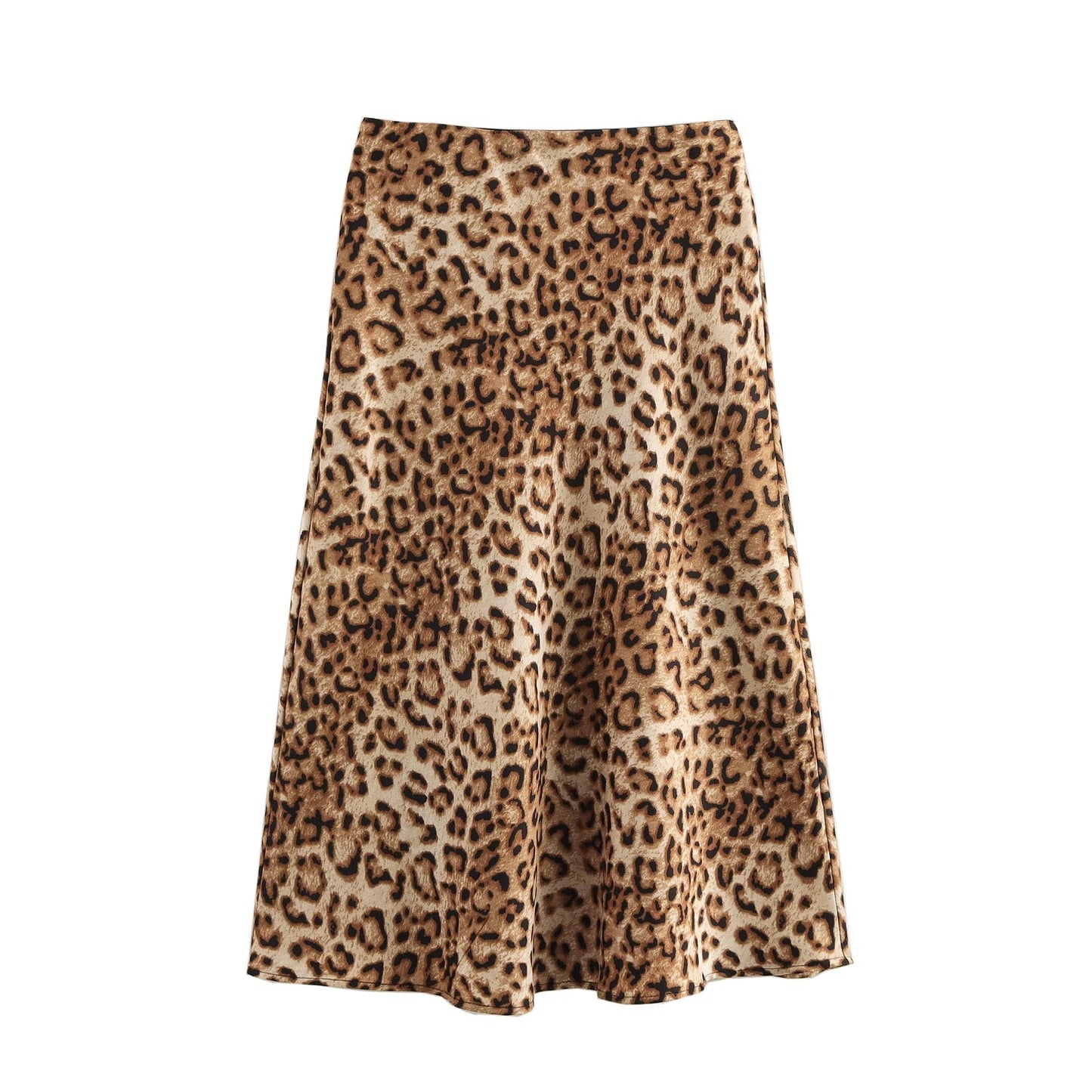 Women Fashionable Elegant Elastic Waist Leopard Print Printed Midi Skirt