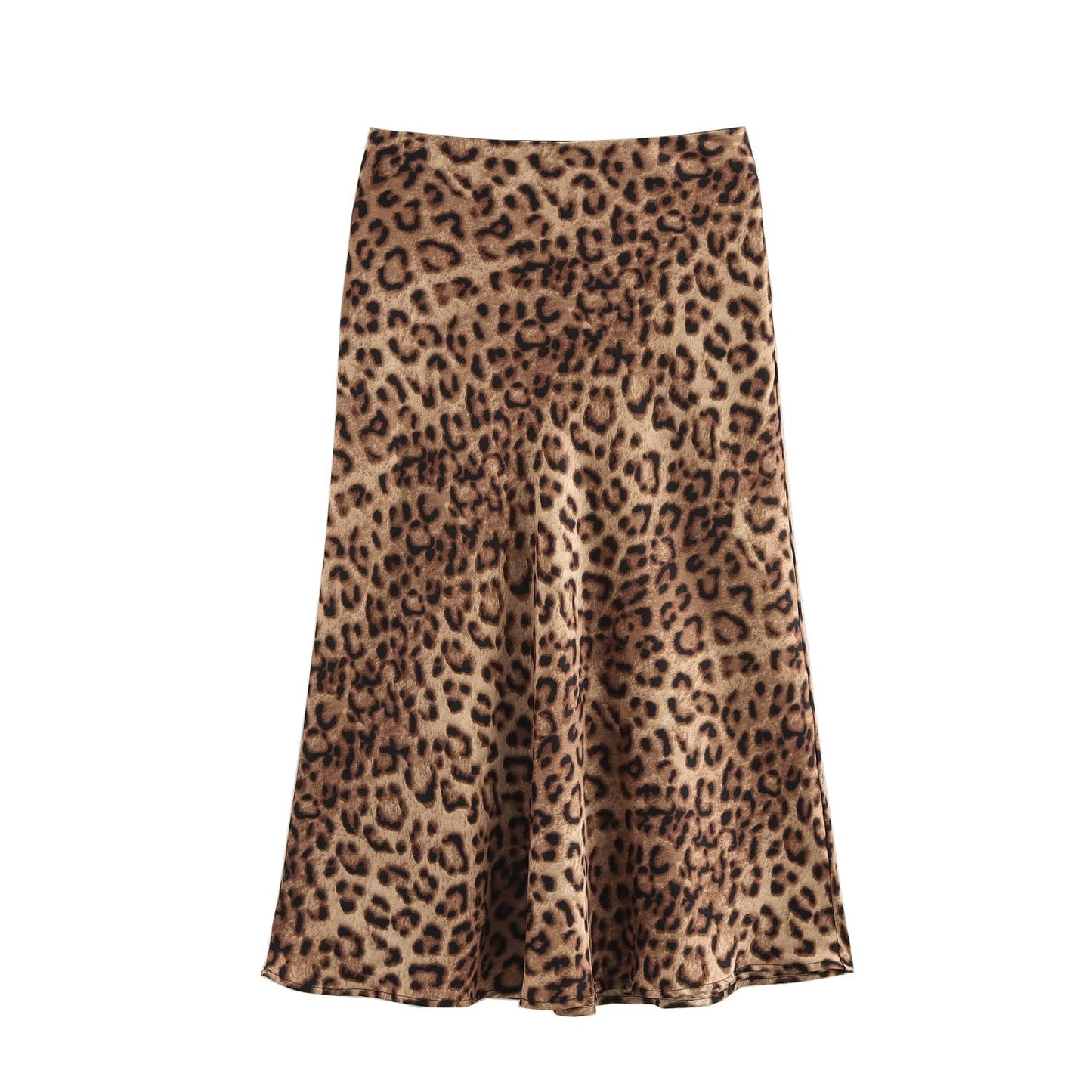 Women Fashionable Elegant Elastic Waist Leopard Print Printed Midi Skirt