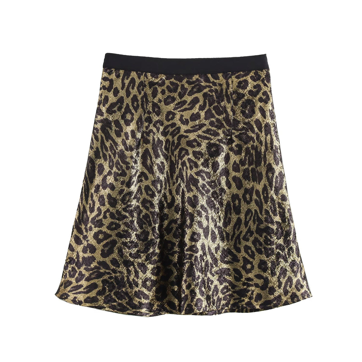 Spring Women Clothing Fashionable Short Bronzing Leopard Print Elastic Waist Double Circle Short Skirt