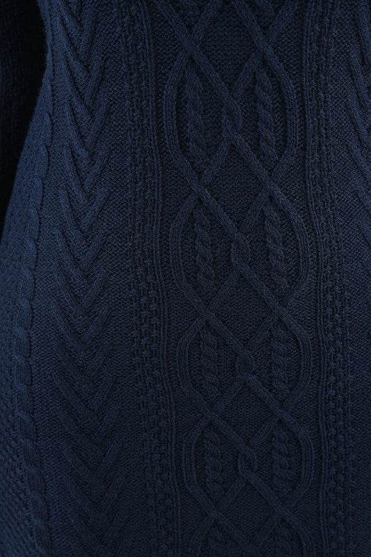Feminine Cable Knit Long Sleeve Sweater Dress