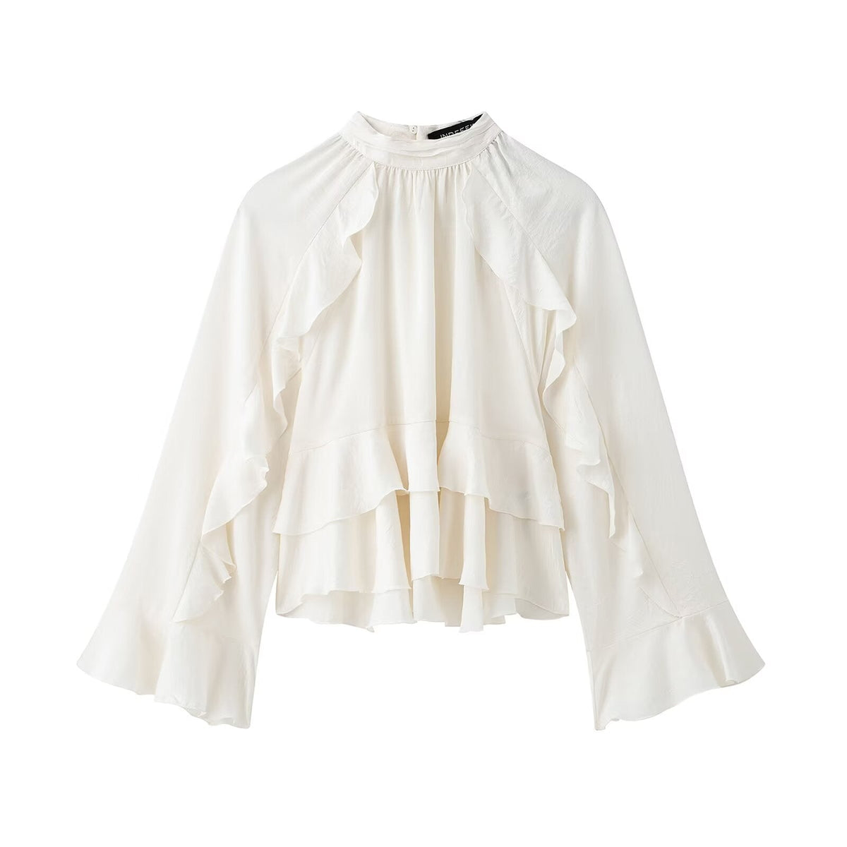Spring Summer Women Clothing Elegant Fashionable All Match Laminated Decoration Shirt