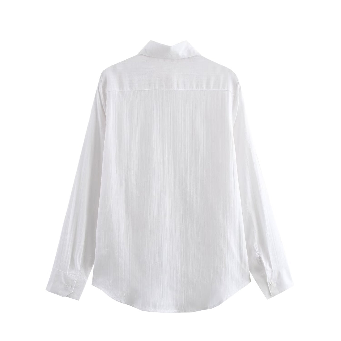 Women All Match Texture Minimalist Long Sleeve Collared Shirt