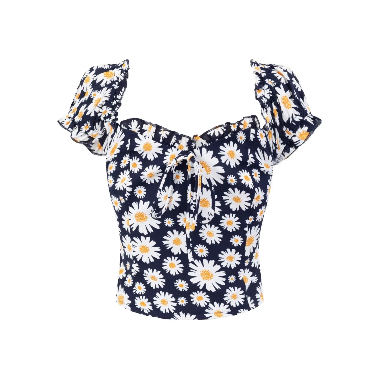 Sexy Backless Elastic Slim Fit SUNFLOWER Short Shirt Top