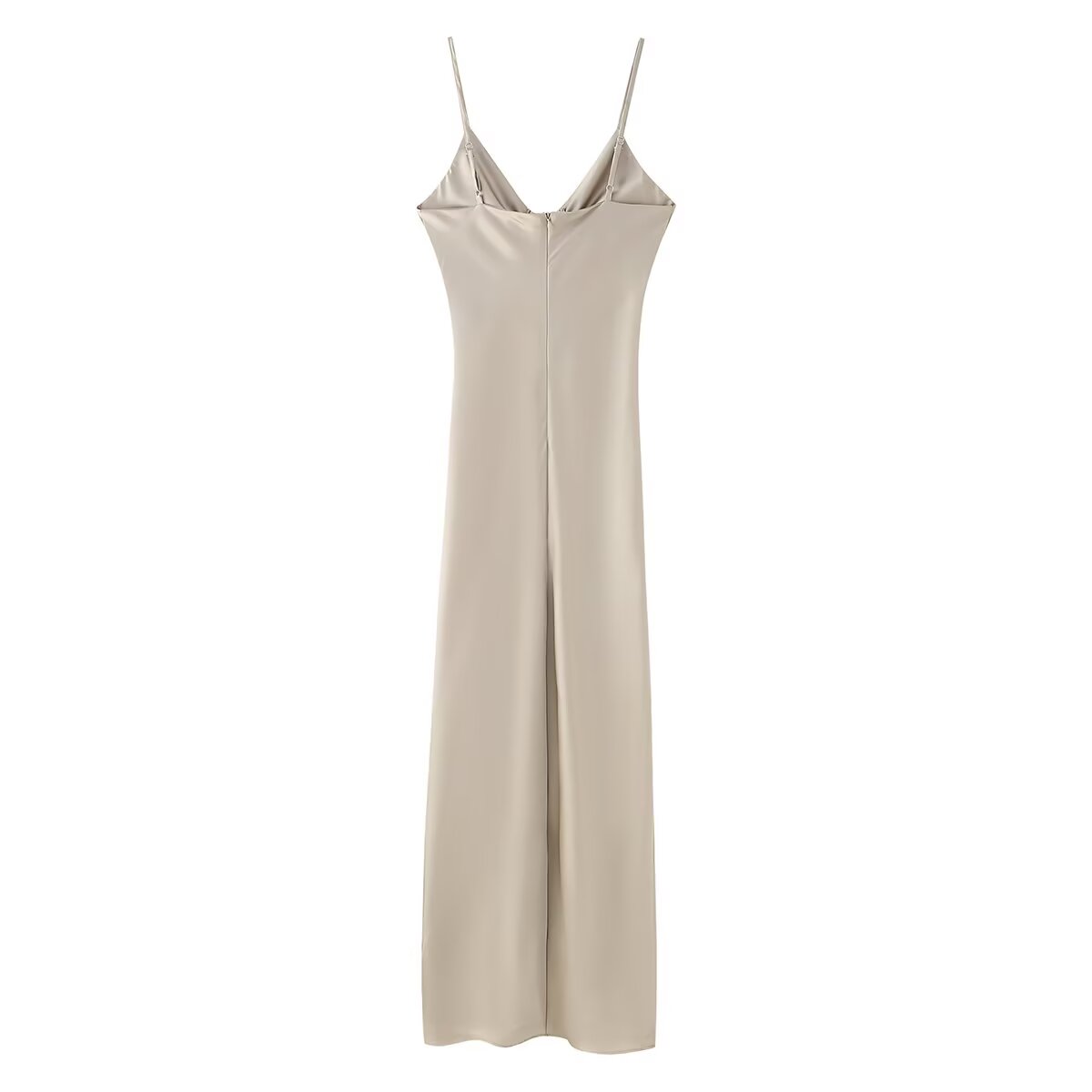Women Clothing Long Hollow Out Cutout Decorative Satin Sling Dress