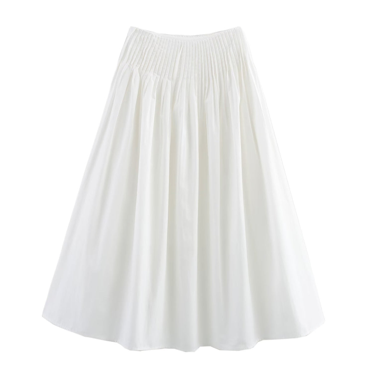 Spring Women Clothing All Match Waist Stripes Elastic Waist Big Hem Skirt