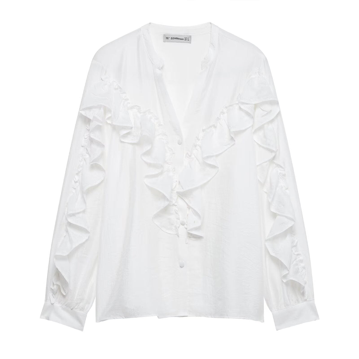 Spring Women Clothing Vertical Lace Laminated Decoration Shirt