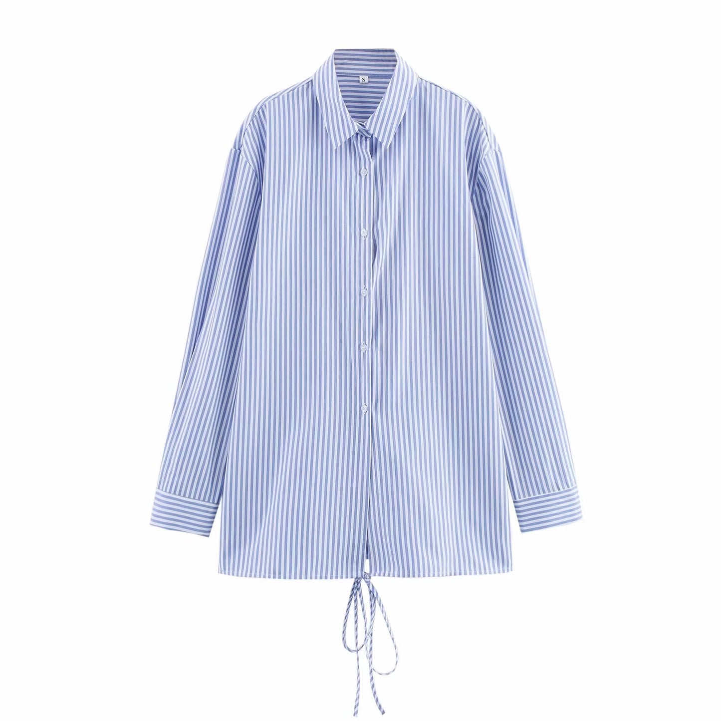 Spring Shirt Top Long Loose Casual Striped Minority