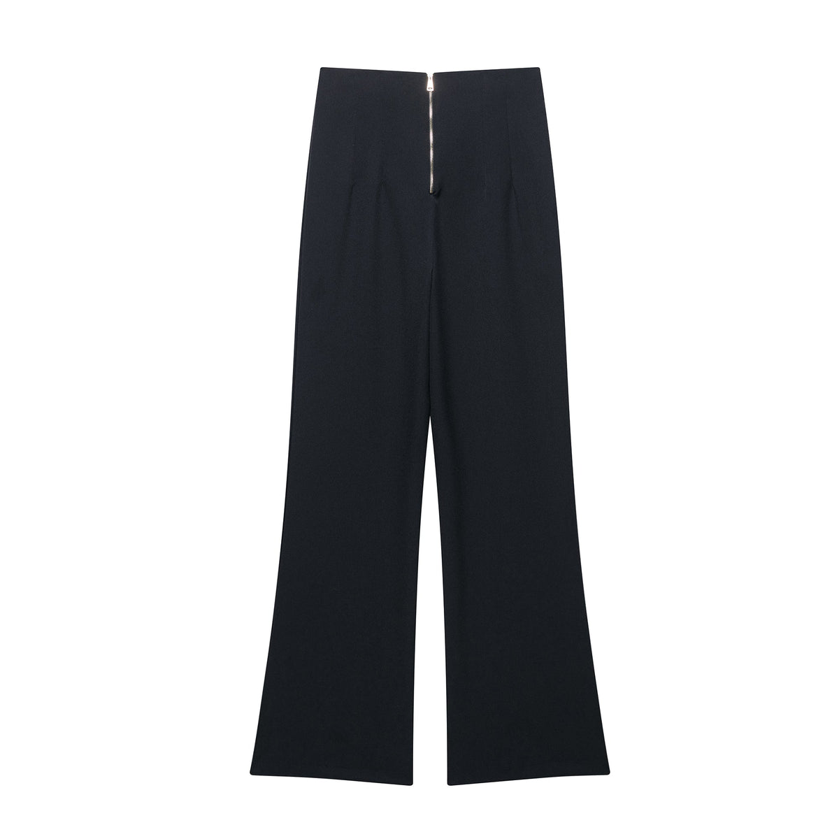 Spring Women Clothing Fashionable Temperamental All Match Zipper Ornament High Waist Flared Casual Trousers