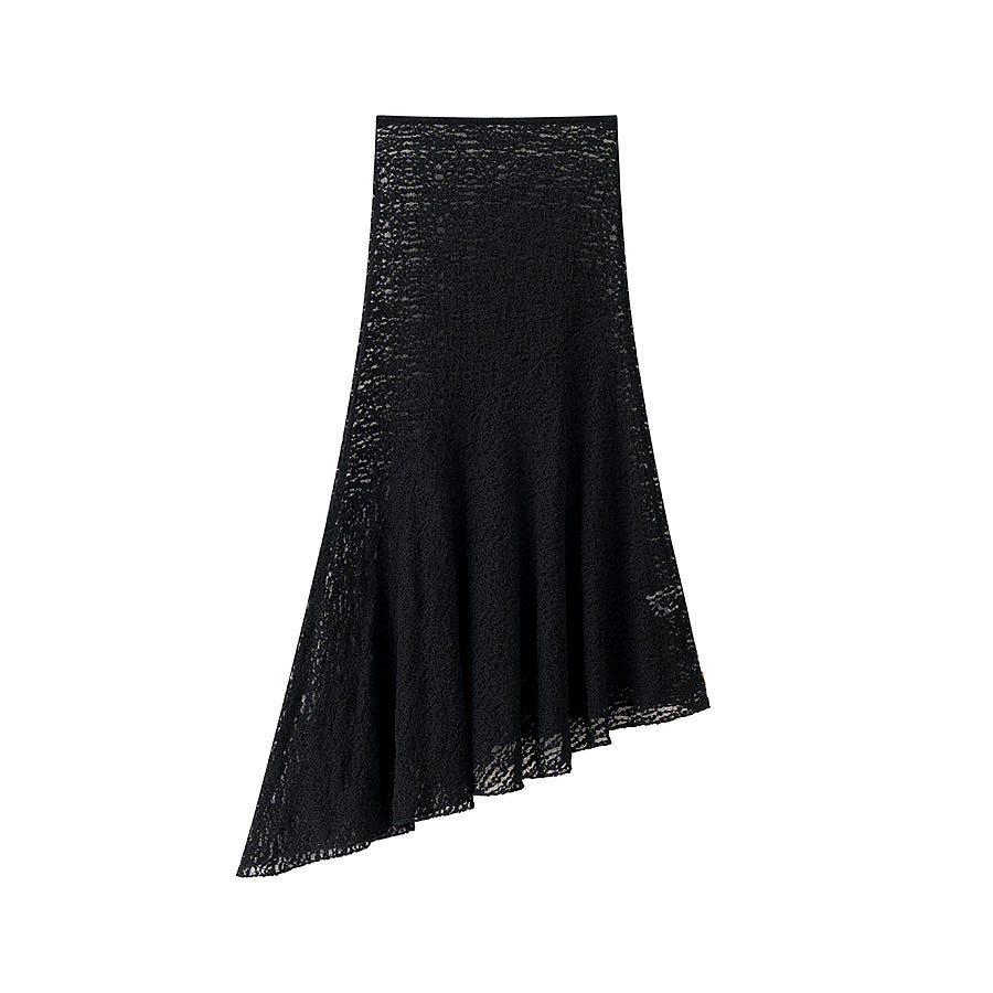 Spring Summer Women Clothing Sexy Sexy Irregular Asymmetric Hem Low Waist Solid Skirt