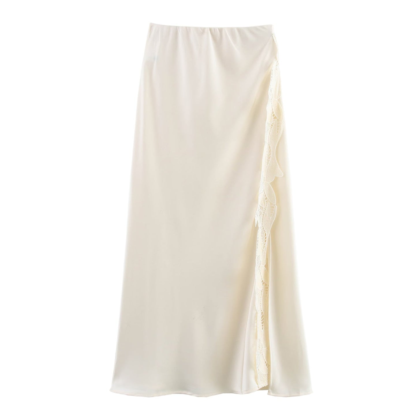 Skirt High Waist Slimming A line Skirt Women Hip Wrapped Skirt Lace Satin