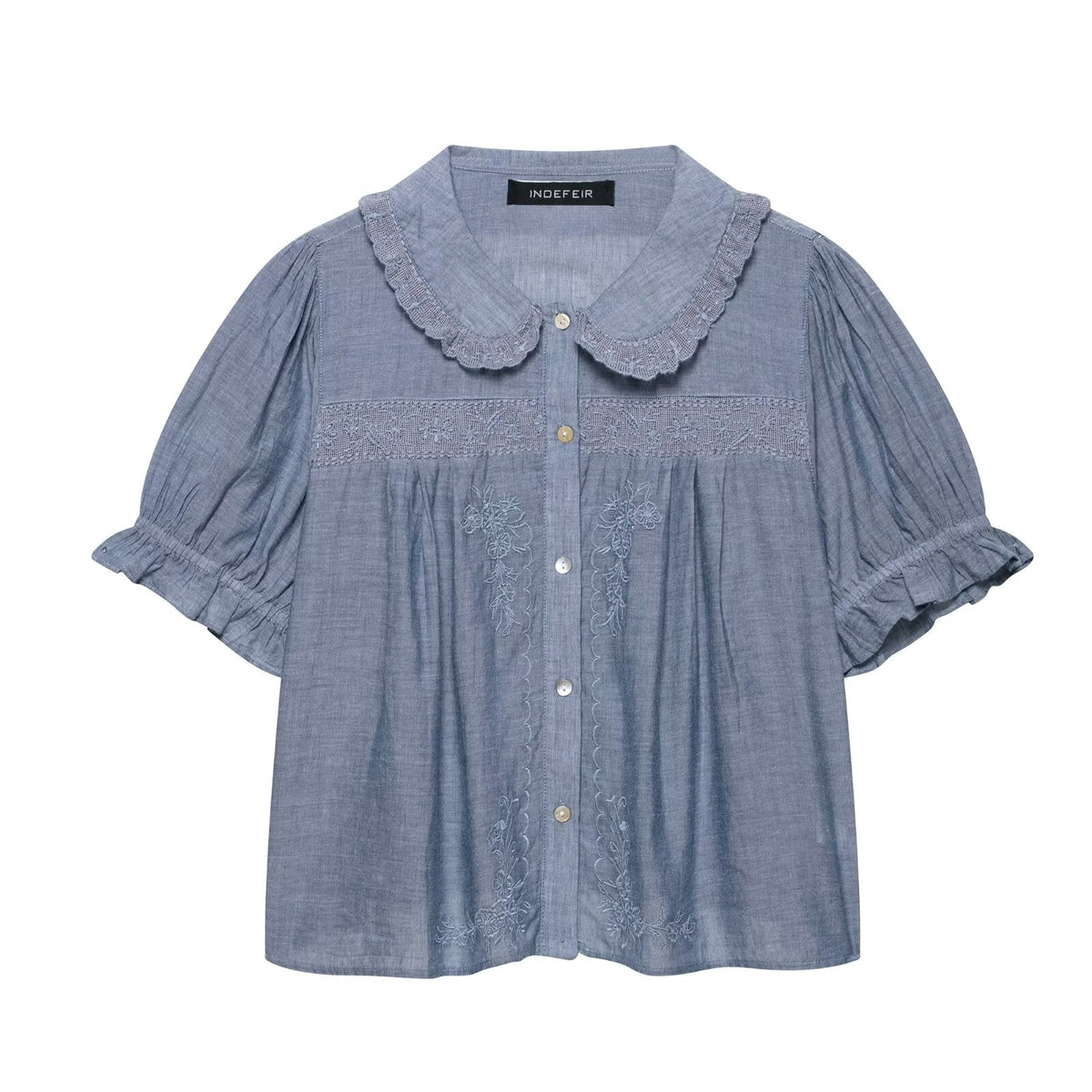 Spring Women Clothing Design Floral Embroidered Shirt