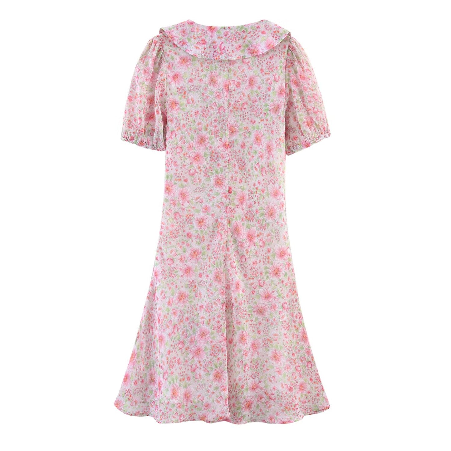 Summer Women Clothing Small round Collared Printing Short Dress