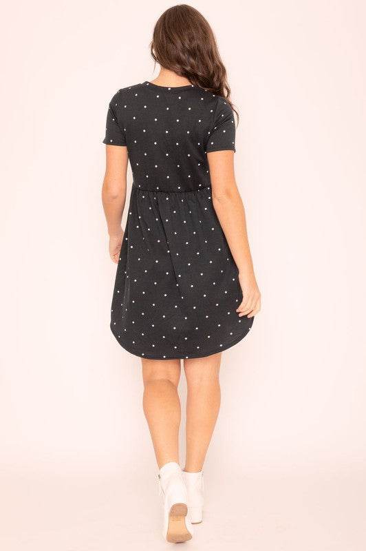 Short Sleeve Polka Dot Mini Dress