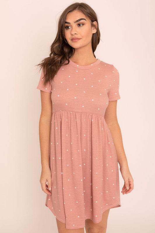 Short Sleeve Polka Dot Mini Dress