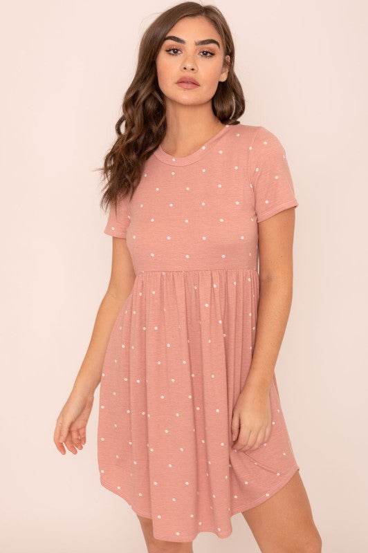 Short Sleeve Polka Dot Mini Dress