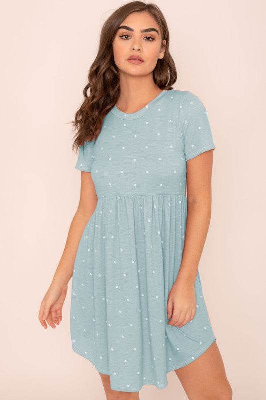 Short Sleeve Polka Dot Mini Dress