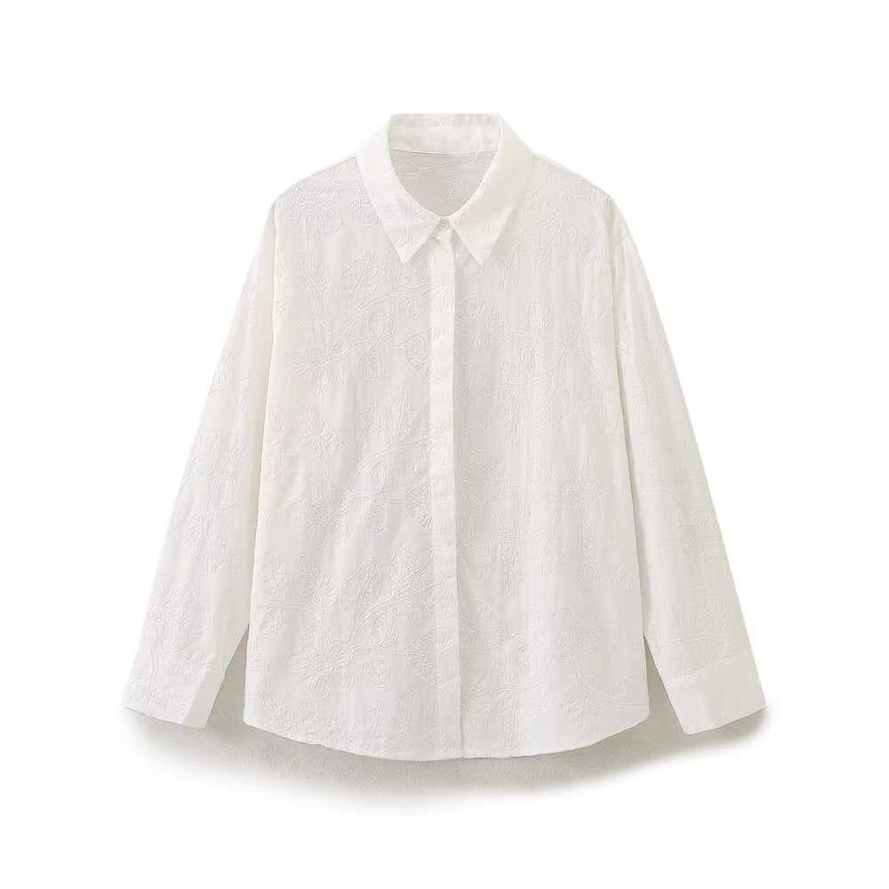 Women Classic All Matching Western Embroidered Floral Shirt