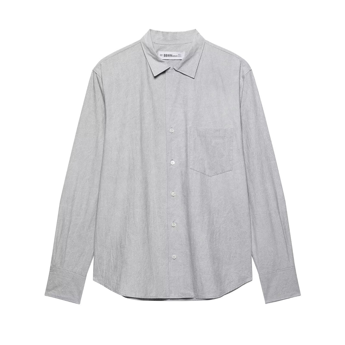 Spring Autumn Solid Color Tuyere Pocket Decoration Shirt