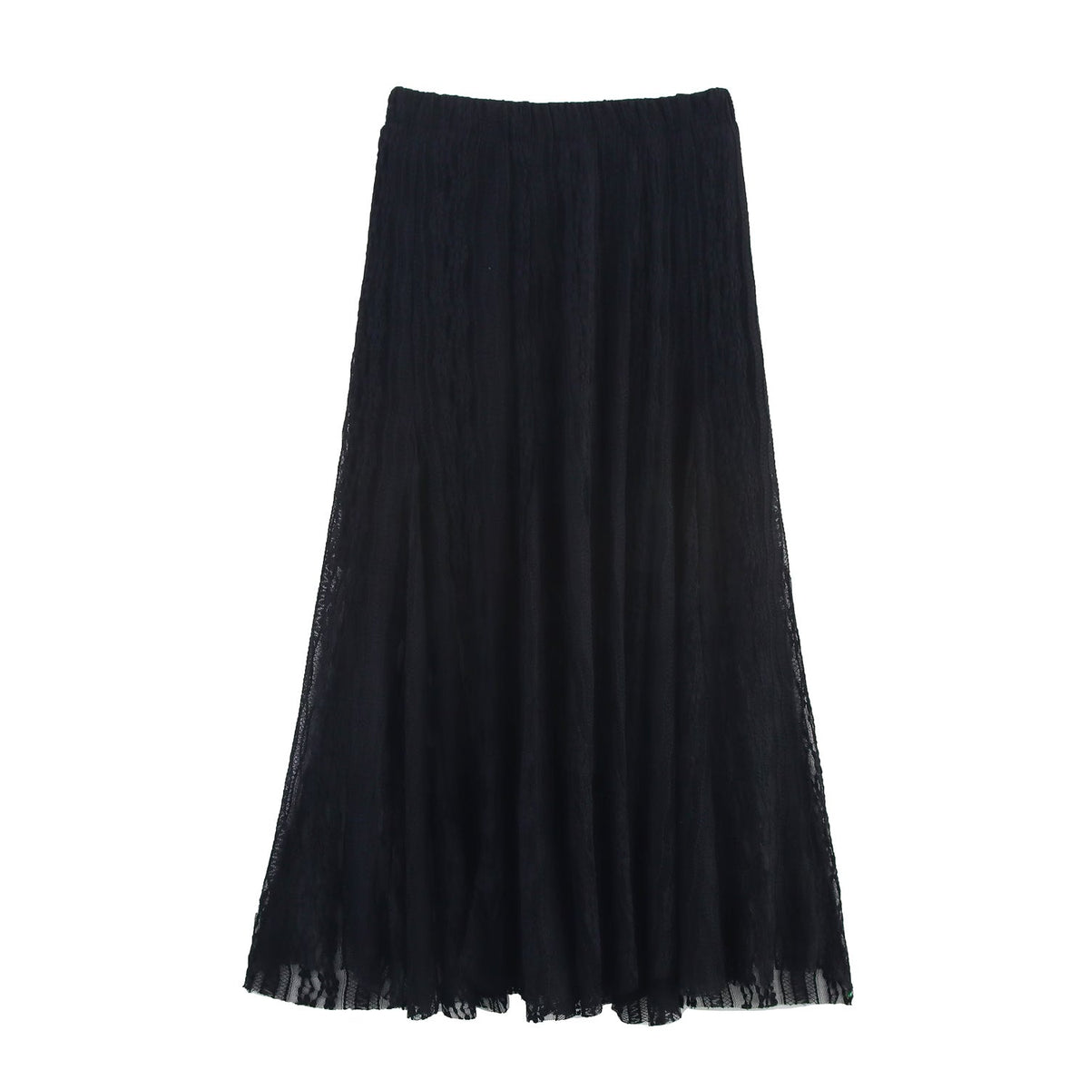 Women Clothing Summer Skirt Office Refined Handmade Lace Jacquard Mesh Skirt Long Skirt