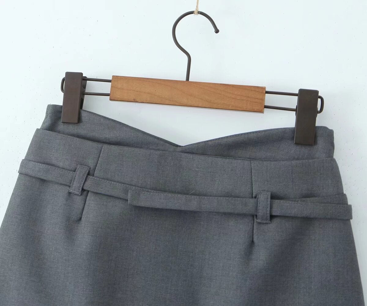 Sexy V Waist Skirt Low Waist Anti Exposure Sheath A line Skirt Pants