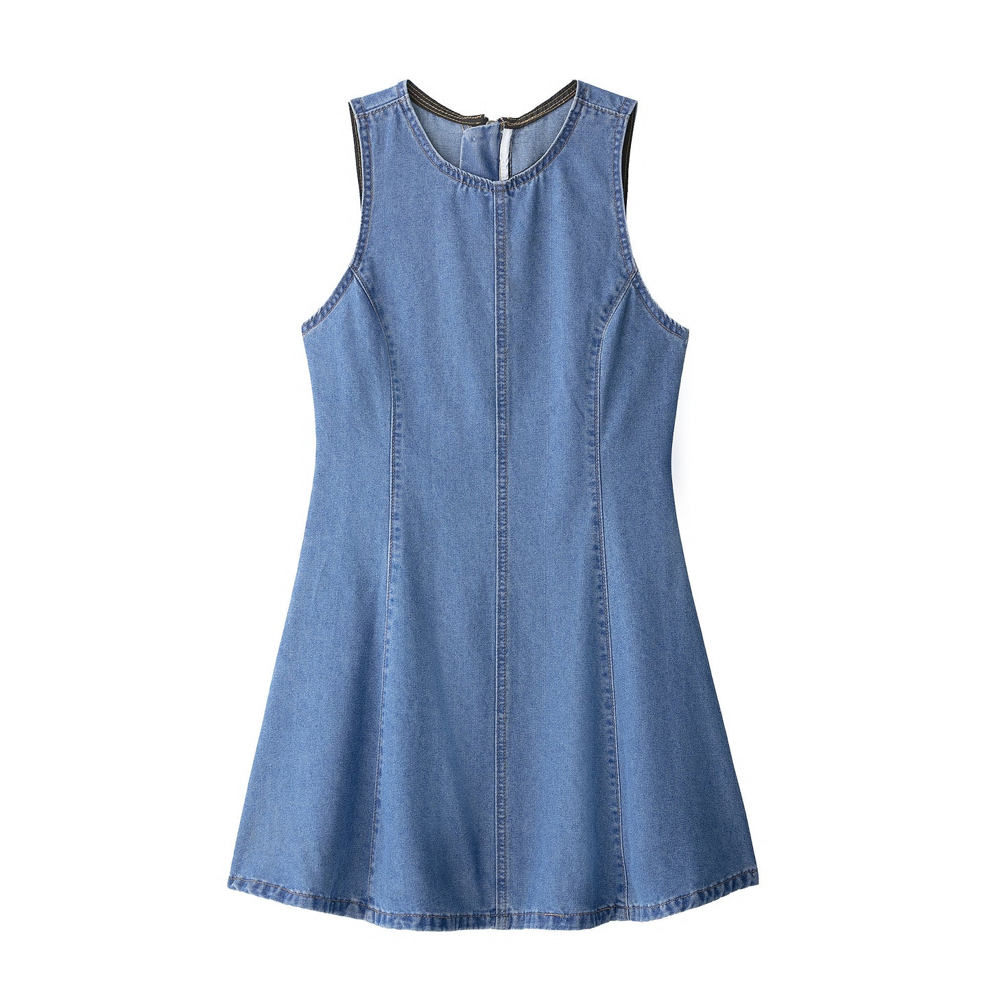 Women Wavy Wide Swing Denim Dress