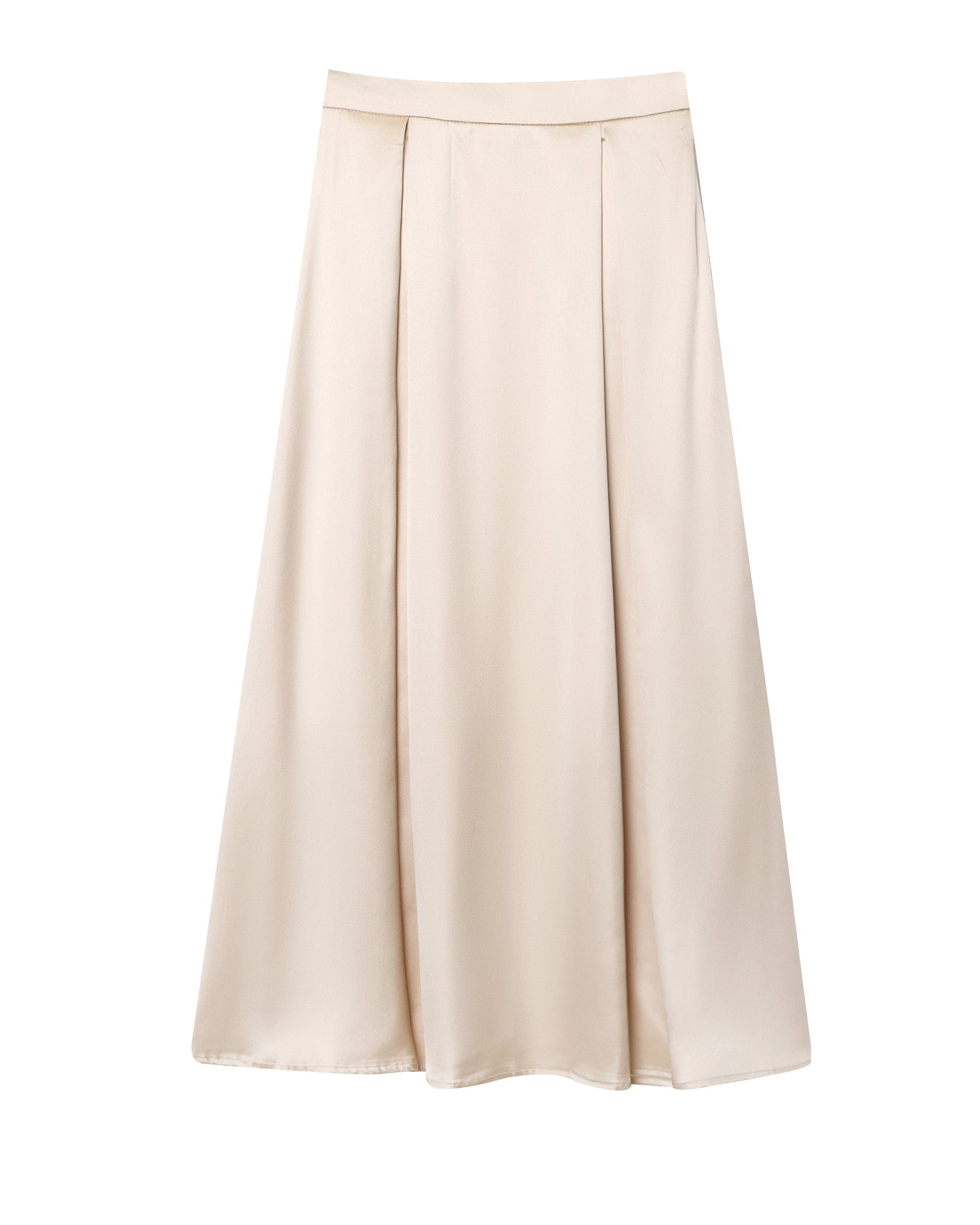 Autumn Silk Satin Texture High Waist Ethereal Swing Midi Skirt Skirt Elegant