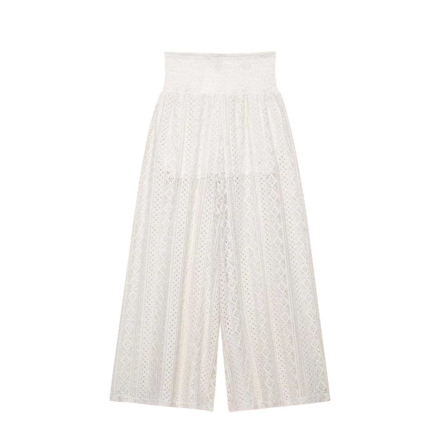 Transparent Low Waist Loose Show Seaside Vacation Sexy Imitation Lace Wide Leg Pants